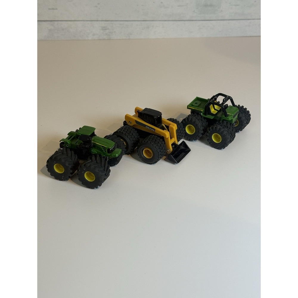 John Deere Monster Toy Vehicle Lot 3pc TOMY Tractor Skid Steer Gator